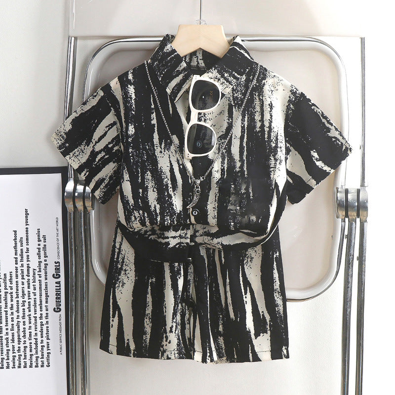 Childrens Set New Style Short-sleeve Shirt And Shorts