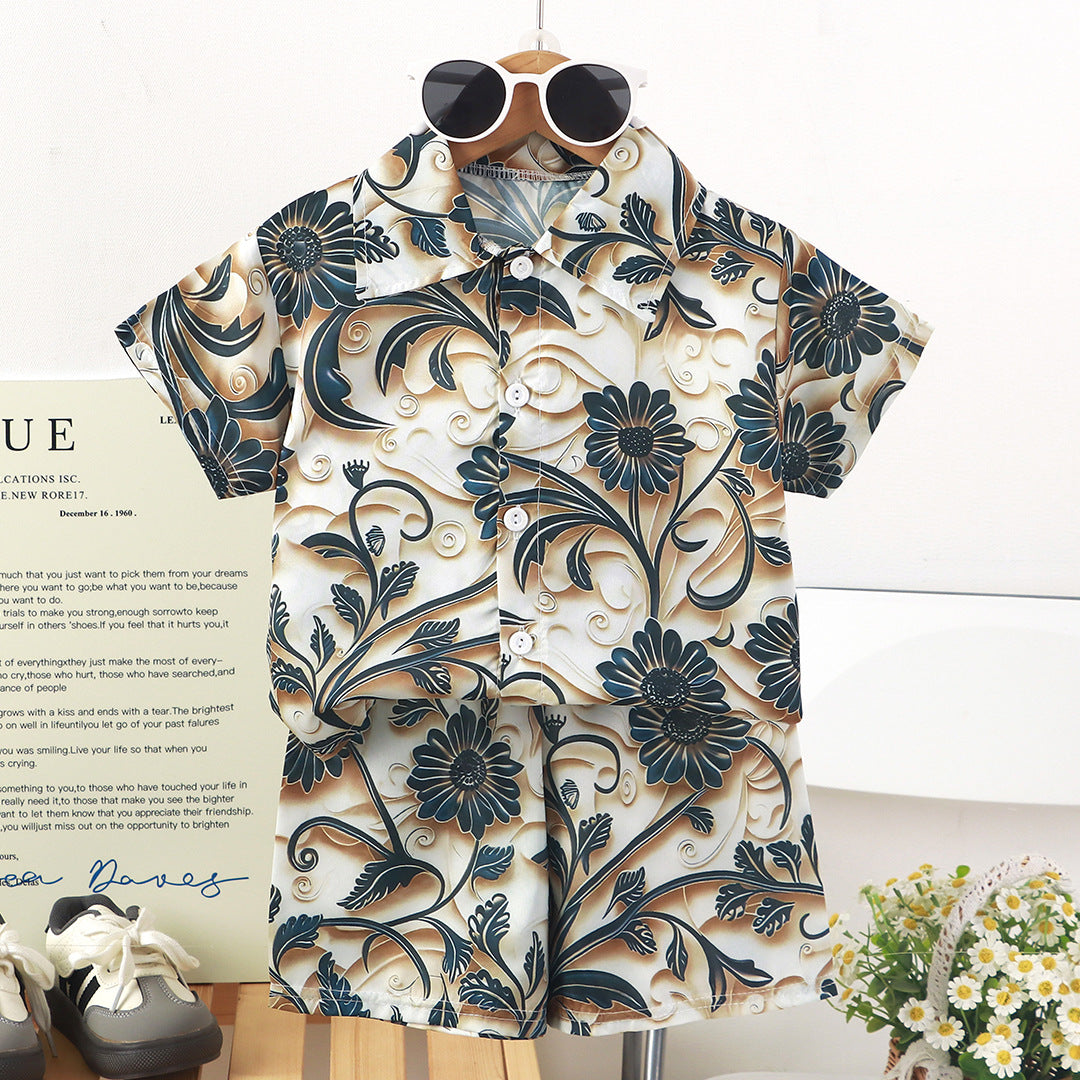 Childrens Set New Style Short-sleeve Shirt And Shorts