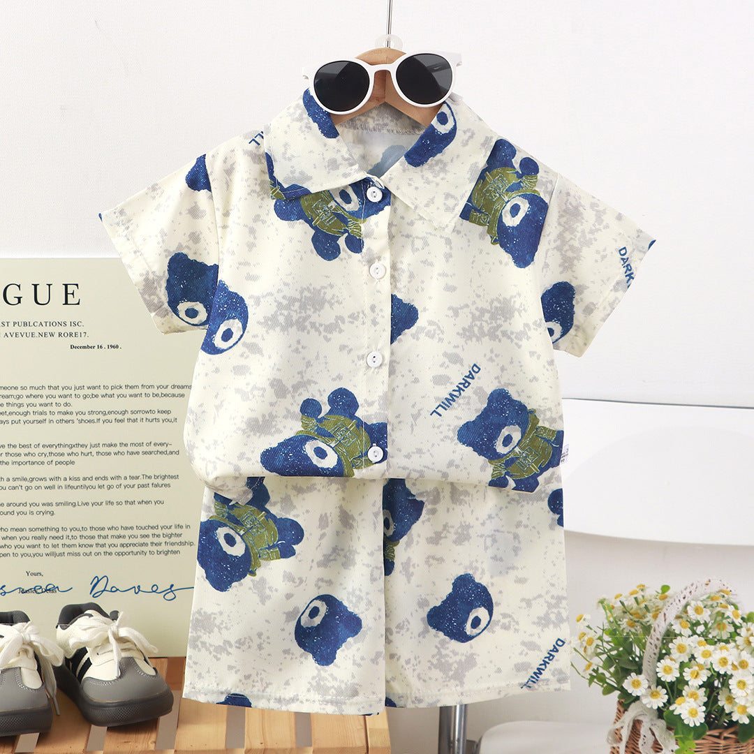 Childrens Set New Style Short-sleeve Shirt And Shorts