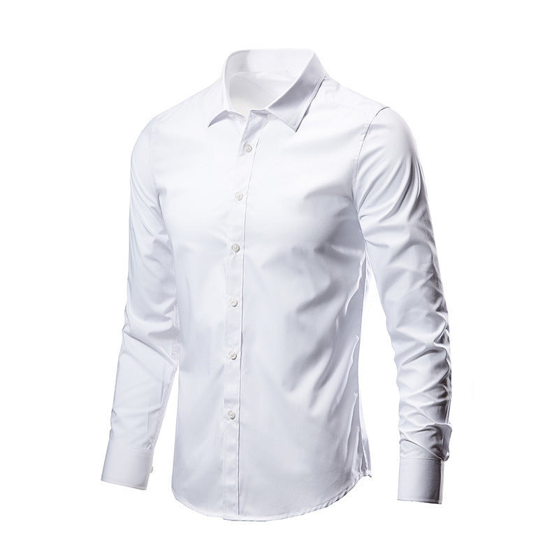 Men White Casual Suit Shirt Solid Color