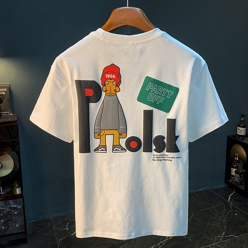 Cotton Printed All-Match Crew-Neck Short-Sleeve T-Shirt