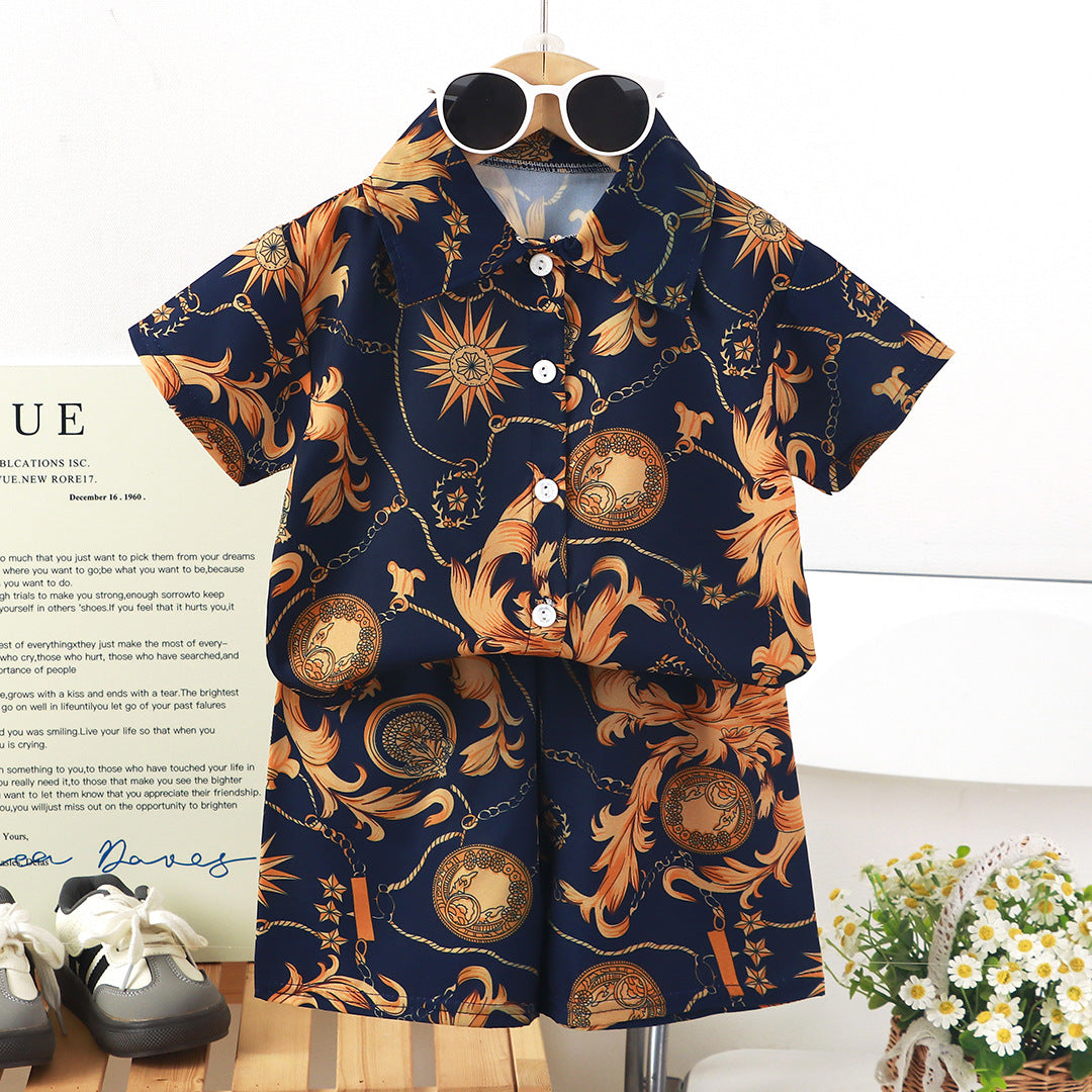 Childrens Set New Style Short-sleeve Shirt And Shorts