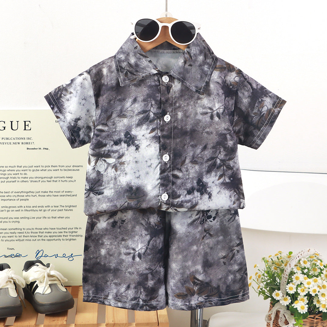 Childrens Set New Style Short-sleeve Shirt And Shorts