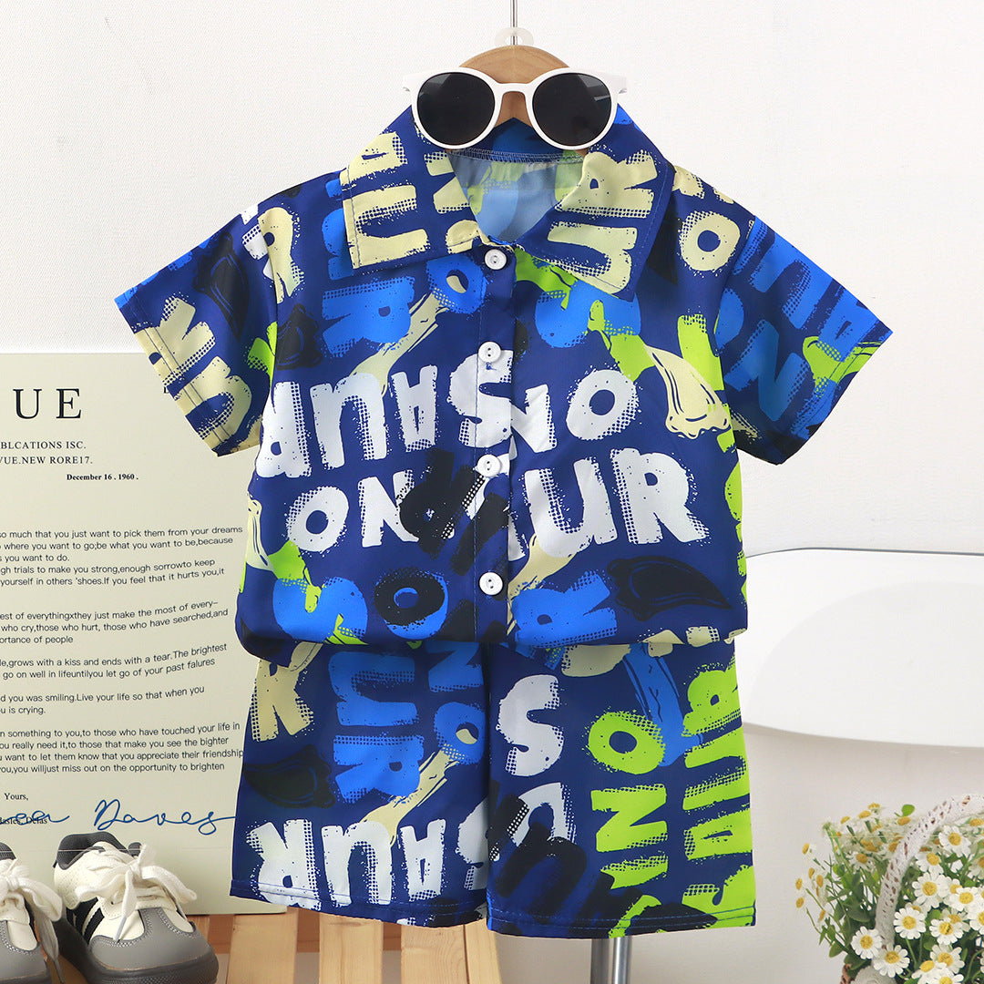 Childrens Set New Style Short-sleeve Shirt And Shorts