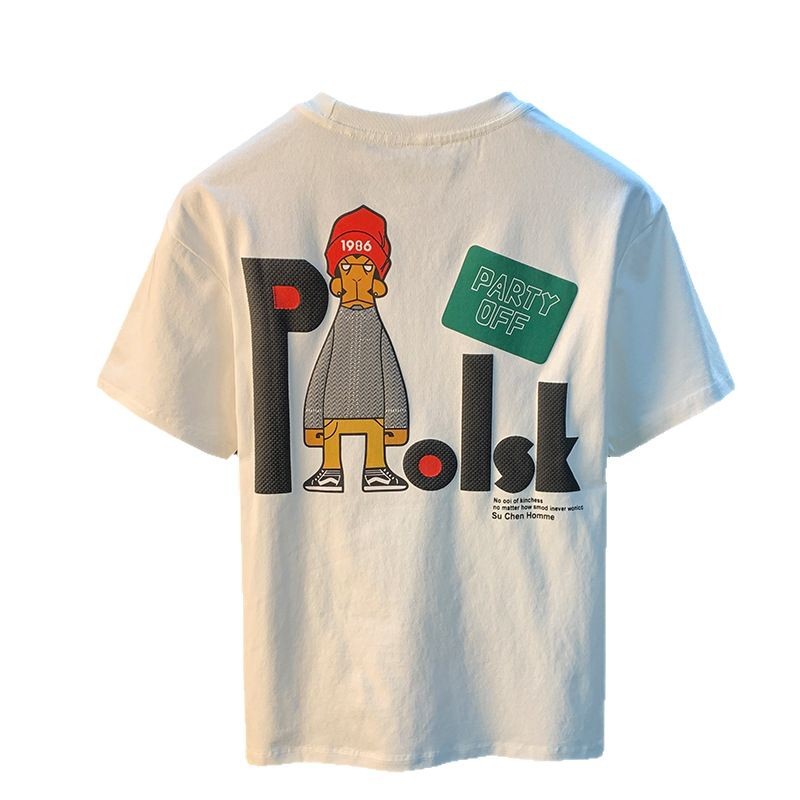 Cotton Printed All-Match Crew-Neck Short-Sleeve T-Shirt